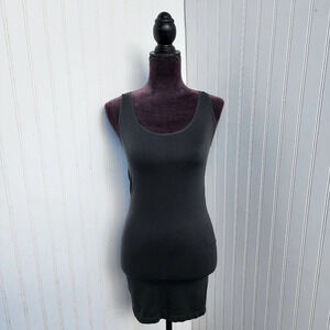 NWT Yelete Stretch Nylon Bodycon Mini Dress Charcoal Gray OS